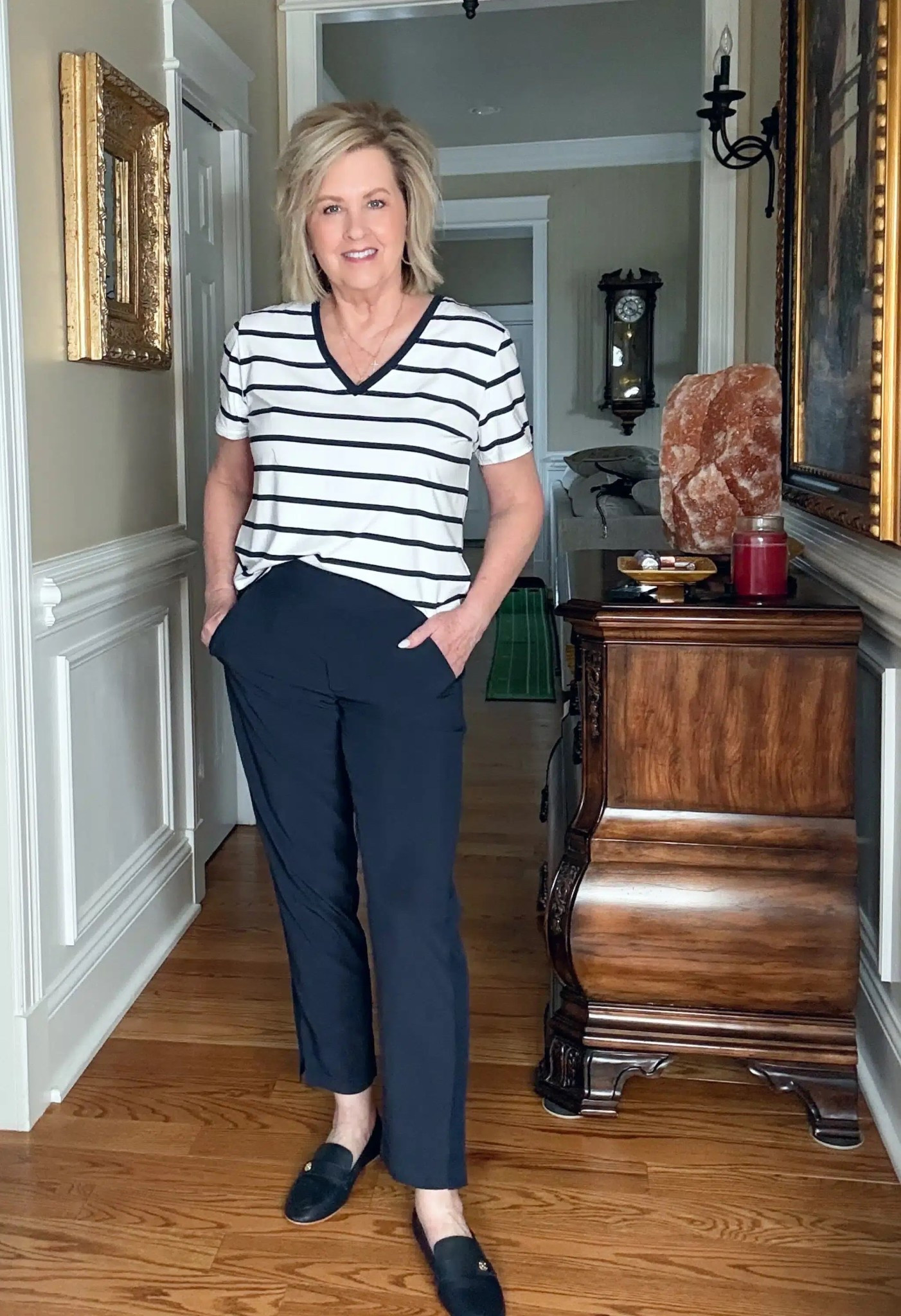 Here is another option for cropped pants. These are from Athleta and more of a casual style, but they’re easy enough to dress up. I’m wearing a size medium tee and size 6 ankle pants. 

#LTKOver40 #LTKootd #LTKTravel