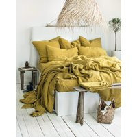 Linen Bedding Set in Yellow Ochre. Duvet Cover & 2 Pillowcases Cal King, Queen, Full, Double, Twin. Lemon Bedding | Etsy (US)