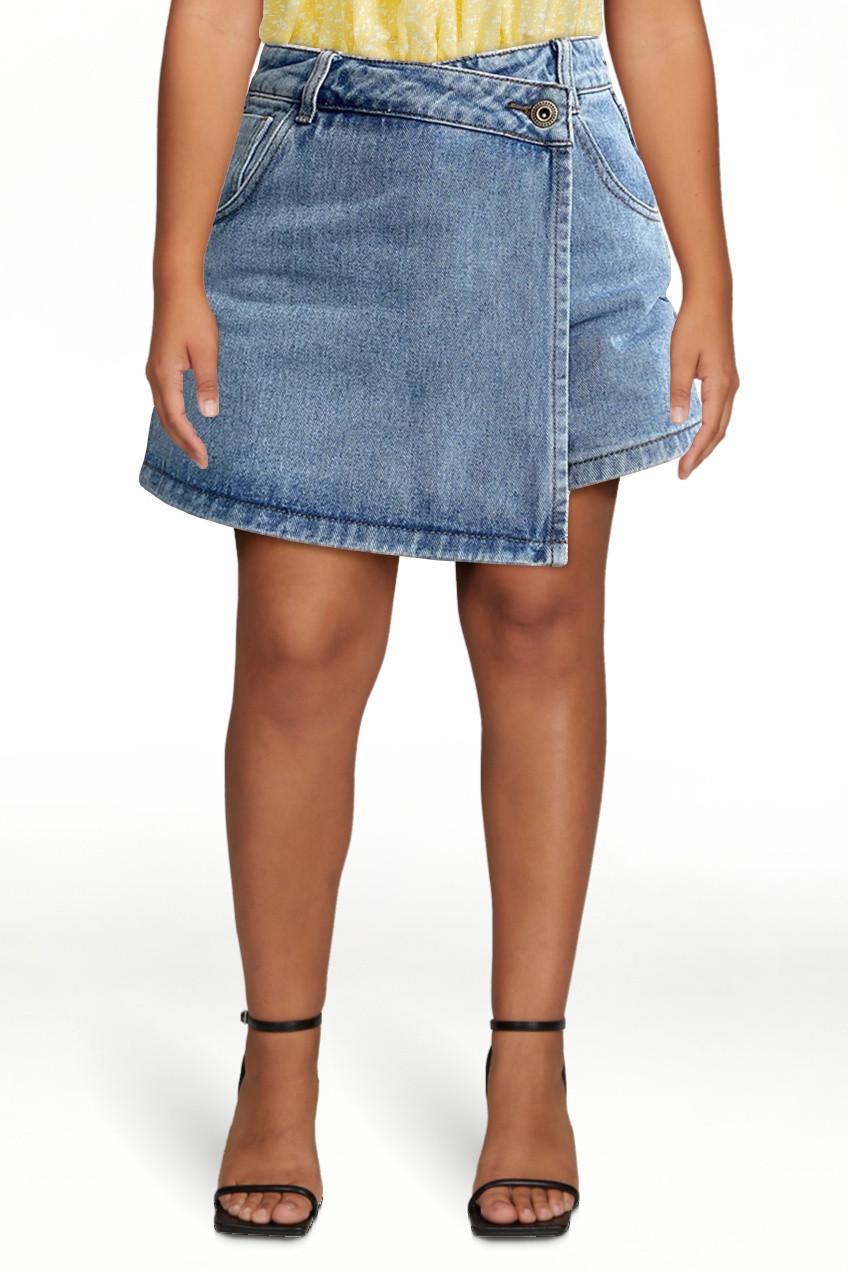 Women's High - Waist A - Line Denim Skort - Light Wash, Slimming, for Fashionistas, Sizes S - XXX... | Walmart (US)