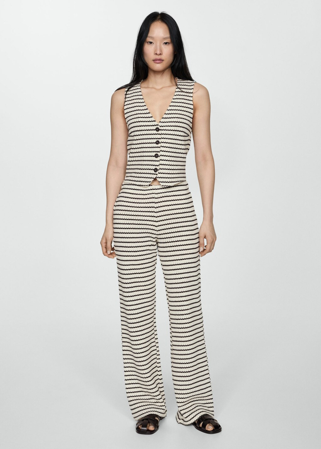 Crochet striped top -  Women | Mango USA | MANGO (US)