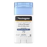 Neutrogena Ultra Sheer Non-Greasy Sunscreen Stick for Face & Body, Broad Spectrum SPF 70 UVA/UVB Sun | Amazon (US)