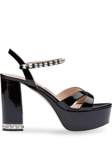 crystal embellished platform sandals | Farfetch (US)