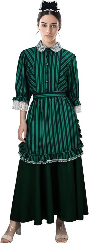FOGHORN Women Haunted Mansion Costume Cast Member Maid Apron Dress with Headwear Halloween Ghost ... | Amazon (US)