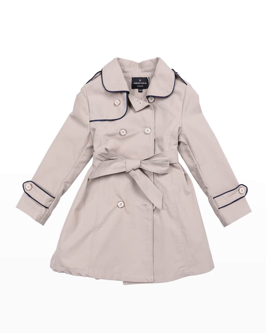 Island Kids & Kids Isle Girl's Contrast-Trim Trench Coat, Size 4-12 | Neiman Marcus