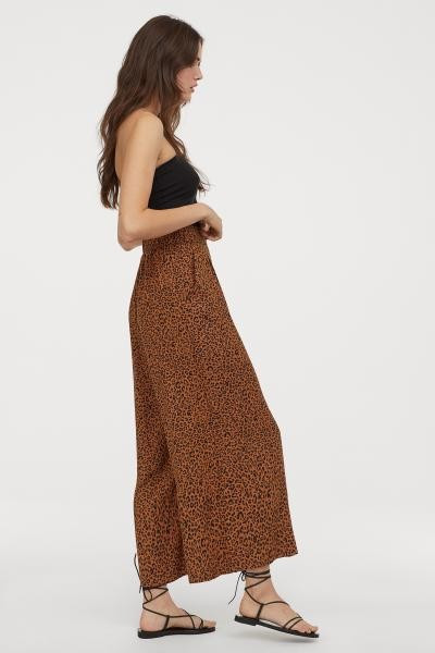 Cropped Pull-on Pants - Brown/leopard print - Ladies | H&M US | H&M (US + CA)