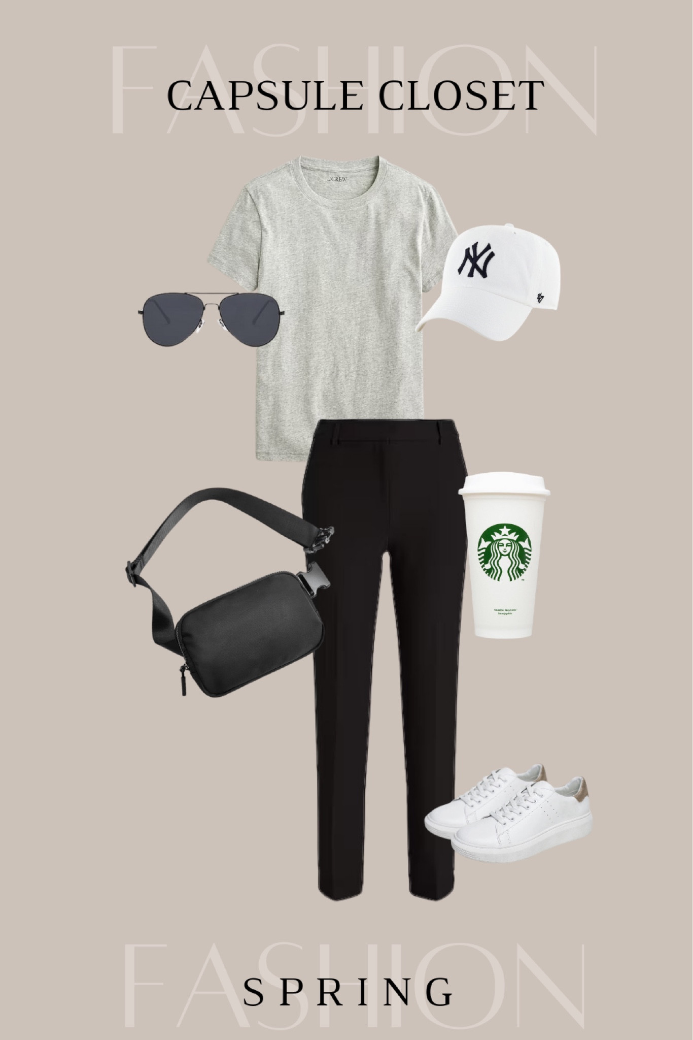 Spring Capsule Closet Outfit

T-shirt, ankle pants, white baseball hat, belt bag, white sneakers, aviators 

#LTKSeasonal #LTKstyletip #LTKfindsunder50