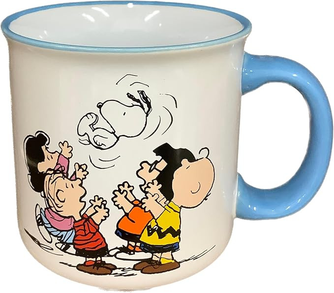 Gibson Homewares Peanuts & Gang Ceramic Mug, 21 oz (Tossing in the Air, Blue Handle) | Amazon (US)