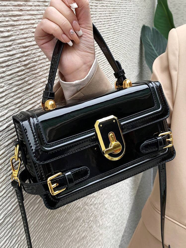 1pc Women Glossy Shoulder Bag Crossbody & Handheld Leather Purse | SHEIN