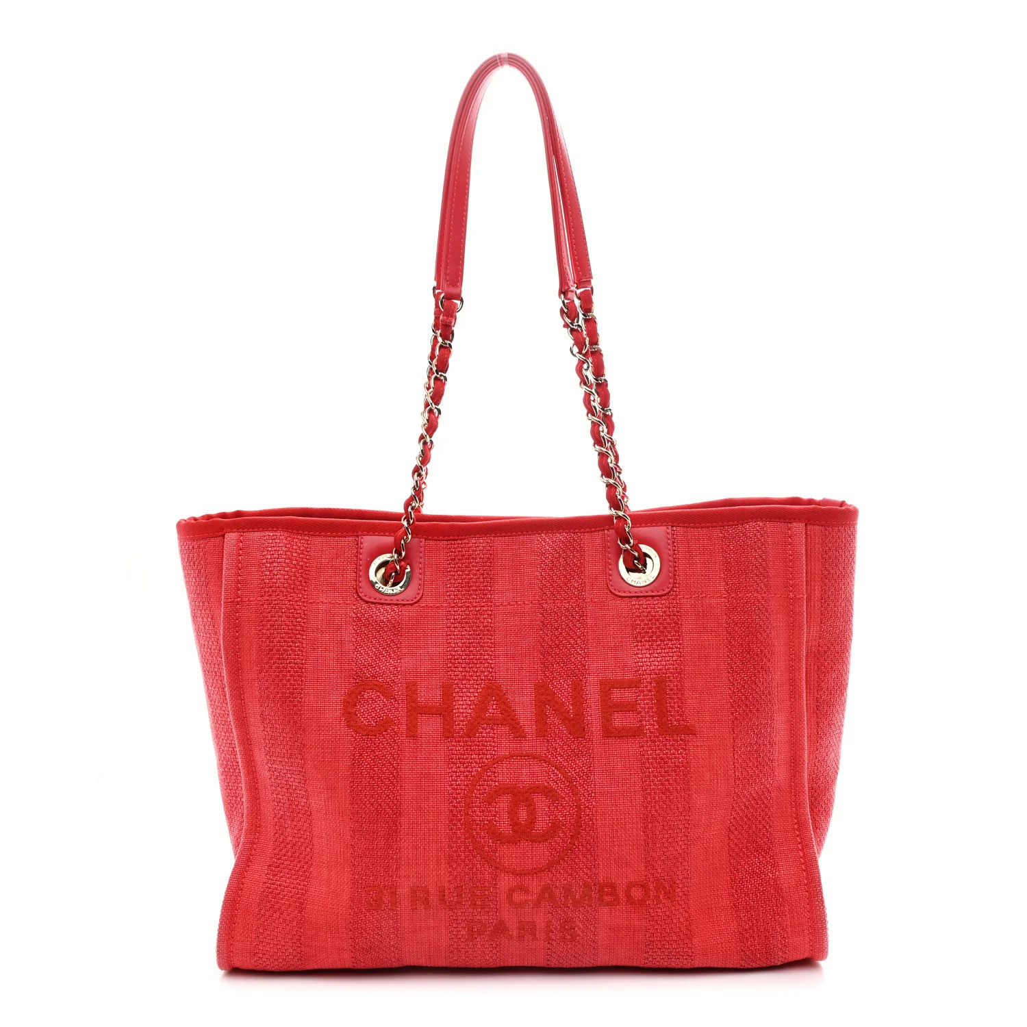 Mixed Fibers Striped Small Deauville Tote Red | FASHIONPHILE (US)