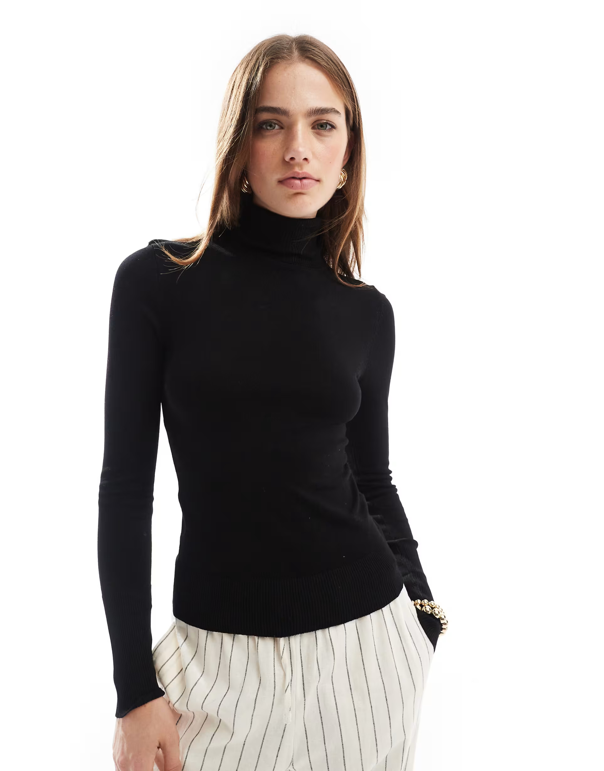 Stradivarius roll neck jumper in black | ASOS (Global)