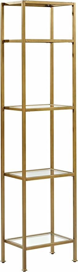 Crosley Furniture Aimee Narrow Etagere Bookcase - Gold and Glass | Amazon (US)
