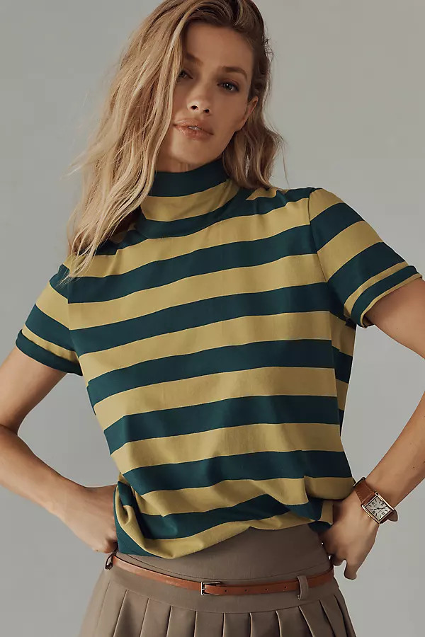 Maeve Turtleneck Sequin Baby Tee | Anthropologie (US)