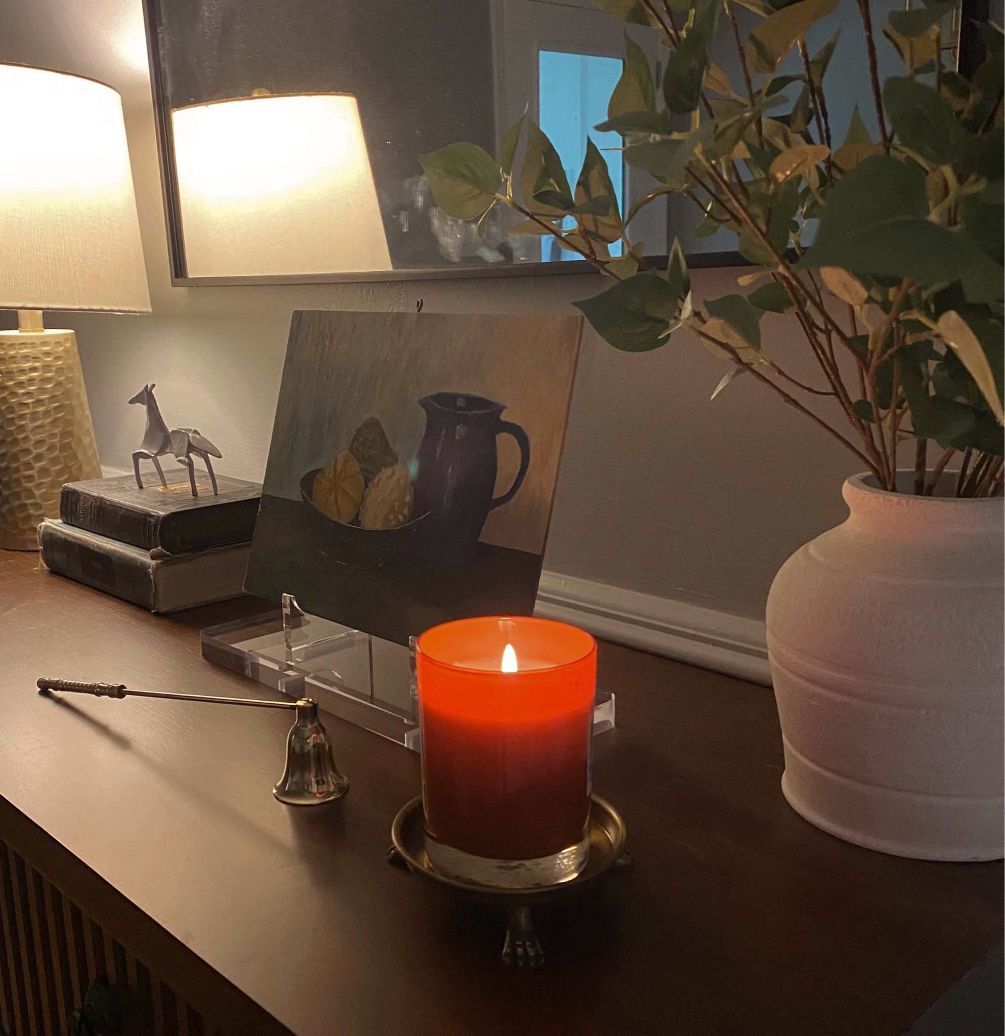 Refreshed my console table with these amazing finds from Alice Lane Home. This claw foot candle holder is one of my favorite home finds ever and the lucite art stand is perfect place to display my grandfathers painting #ad

#LTKHome #LTKFallSale #LTKFindsUnder100