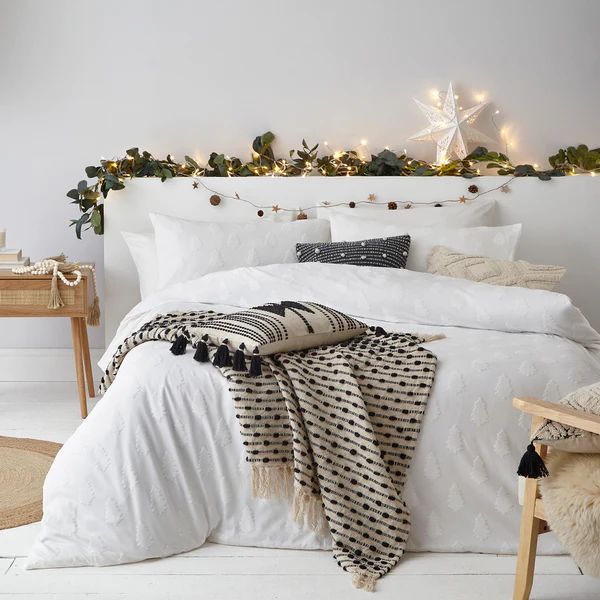Tufted Tree Festive 100% Cotton Duvet Cover Set Snow | Furn UK