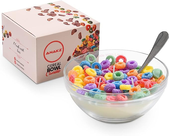 Cereal Candle Bowl - Vanilla Scented Food Candles - Cute Candles for Cool Gifts - 3 Wicks Cereal ... | Amazon (US)