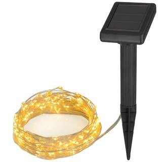 HunnyKome Solar Lighting 20 ft. 100-LED Integrated LED Solar Copper String Light SCO-15F100M-CO -... | The Home Depot