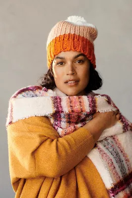 Colorblock Pommed Beanie | Anthropologie (US)