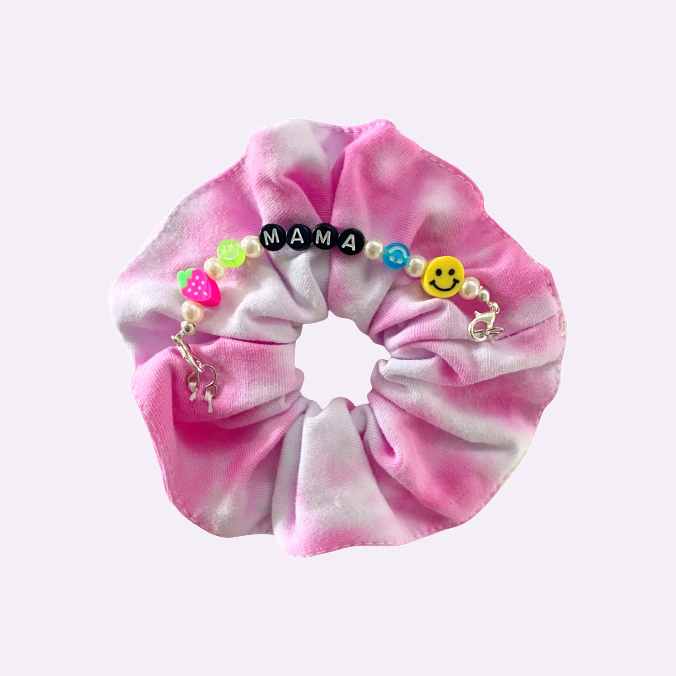 MAMA SCRUNCHIE ♡ tie-dye scrunchie with mama beads by Aura Sugar Co. | BFFS & BABES