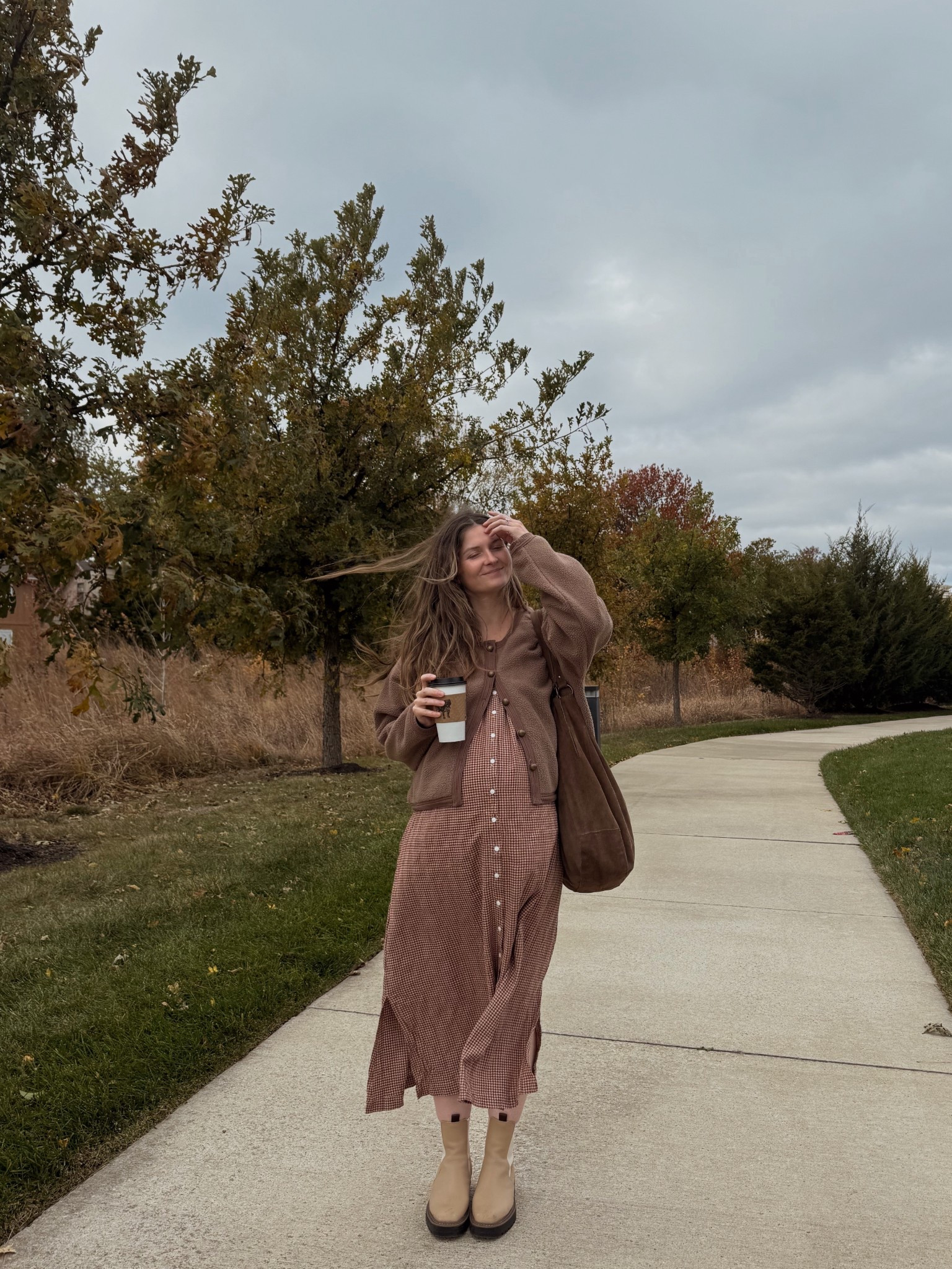 wearing a medium in dress for a little more room with the bump, one of my favorites! Cardi is previous free people, linked similar! 