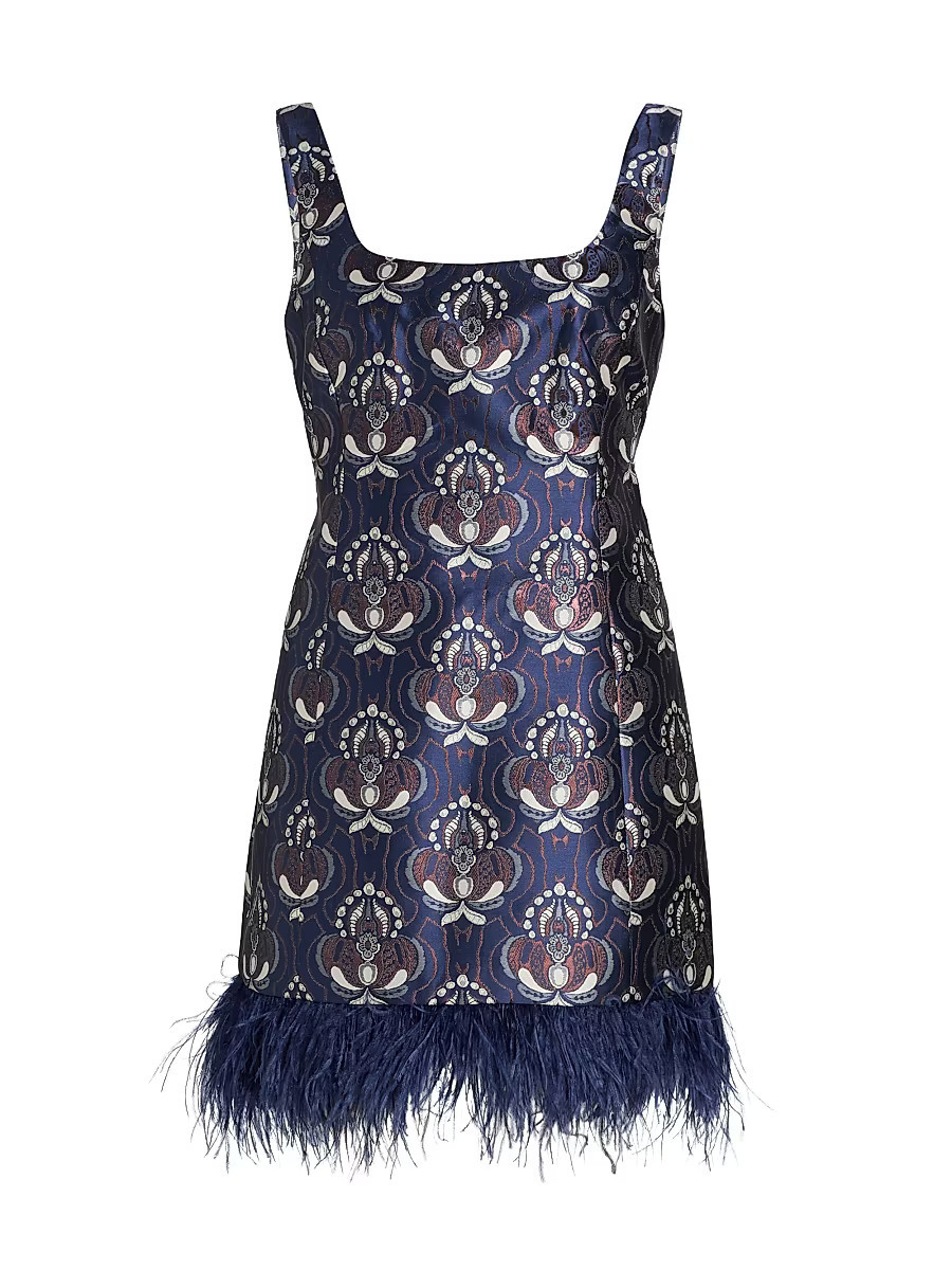 Women's Carlie Jacquard Sleeveless Minidress - Vintage Deco Navy - Size 0 | Saks Fifth Avenue