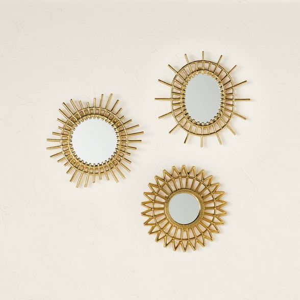 Set of 3 Sar Wall Mirrors Brass - Opalhouse™ designed with Jungalow™ | Target