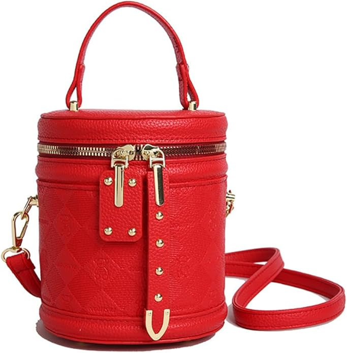 Mini Bucket Crossbody Bags for Women Vegan Leather Small Round Shoulder Round Handle Handbag Purs... | Amazon (US)