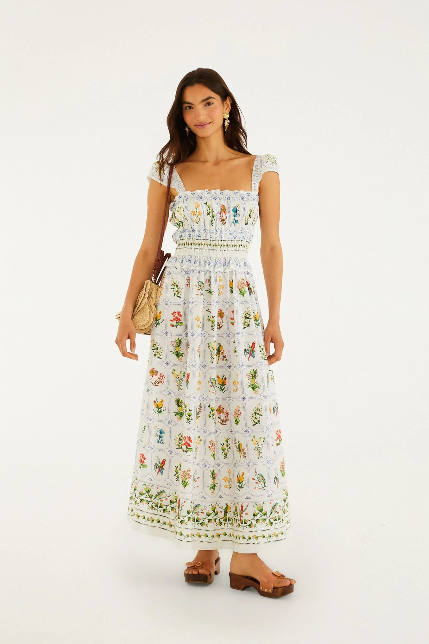 Off-White Tropical Porcelain Organic Cotton Maxi Dress | FARM Rio | FarmRio (US)