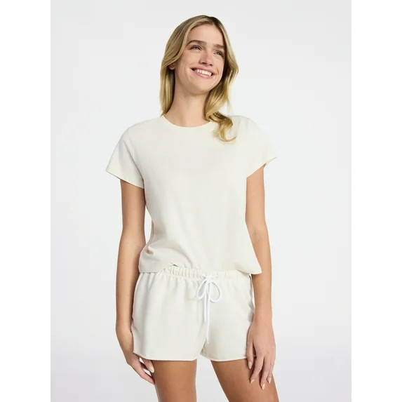 No Boundaries Cloud Core Sleep Tee and Shorts Set, 2-Piece, Women’s XXS-3X | Walmart (US)