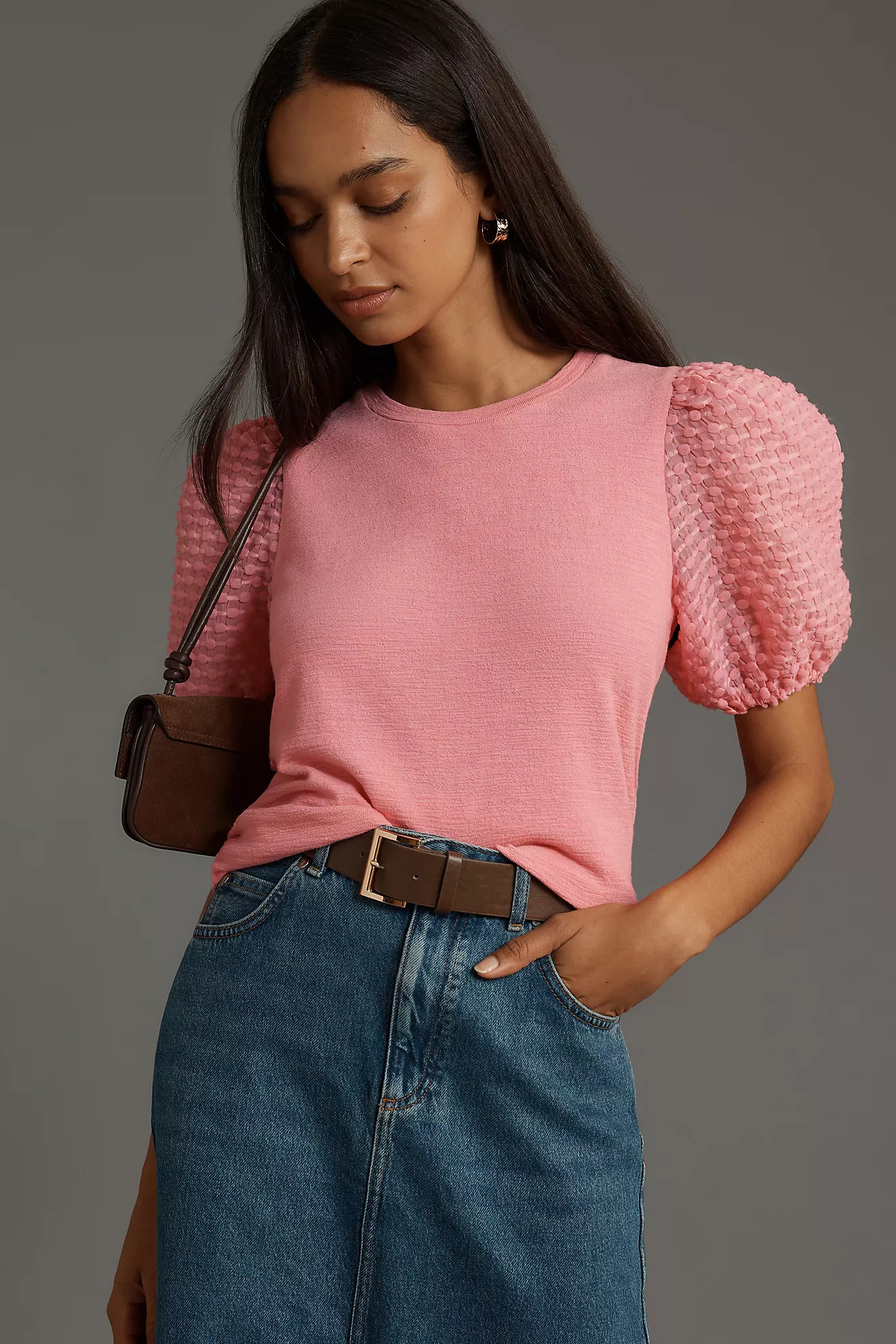 English Factory Textured Puff-Sleeve Top | Anthropologie (US)