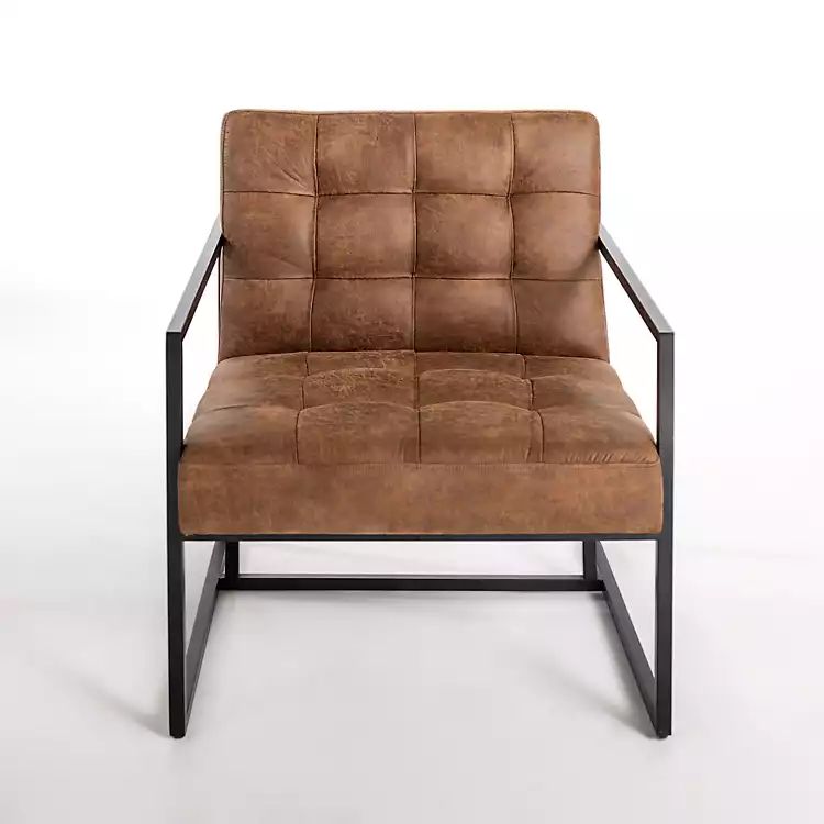 New! Brown Wyatt Faux Leather Accent Chair | Kirkland's Home
