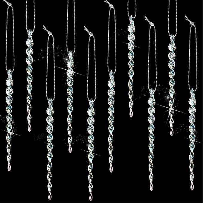 30 Pieces Plastic Icicle Twisted Plastic Icicle Christmas Ornaments Icicle Decoration Christmas T... | Amazon (US)