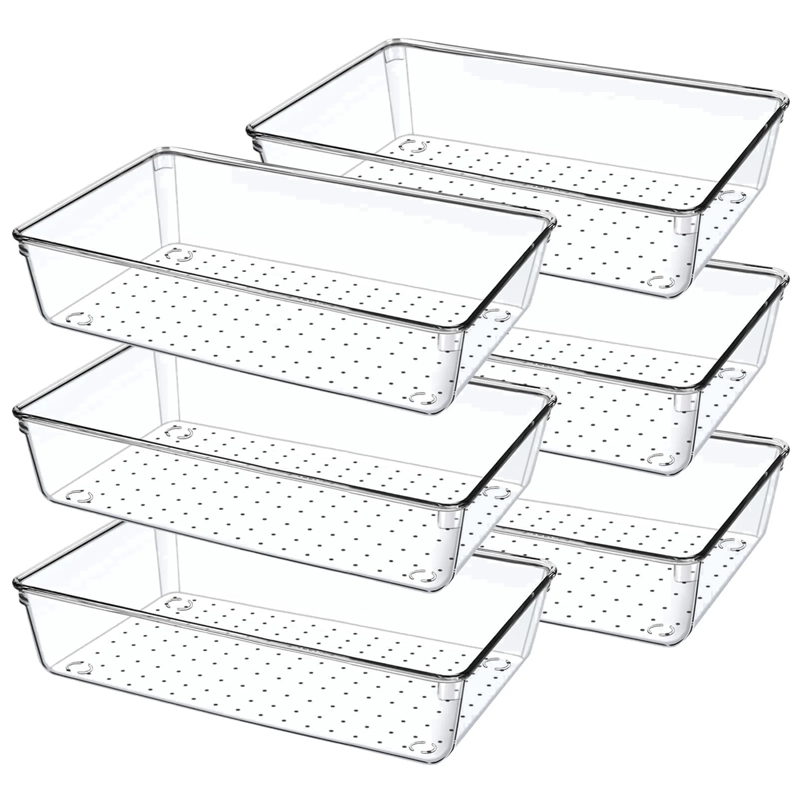 6 Pack Clear Drawer Organizers Bins, Kitchen Stackable Plastic Storage Containers for Refrigerato... | Walmart (US)