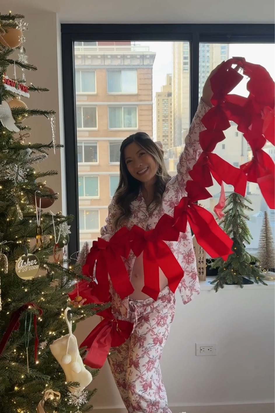 Bow pajamas and diy bow garland 