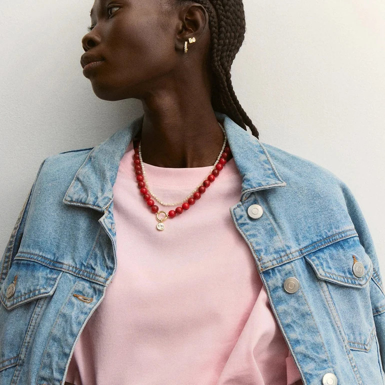 Janette Beaded Ring Necklace - Carnelian | BaubleBar