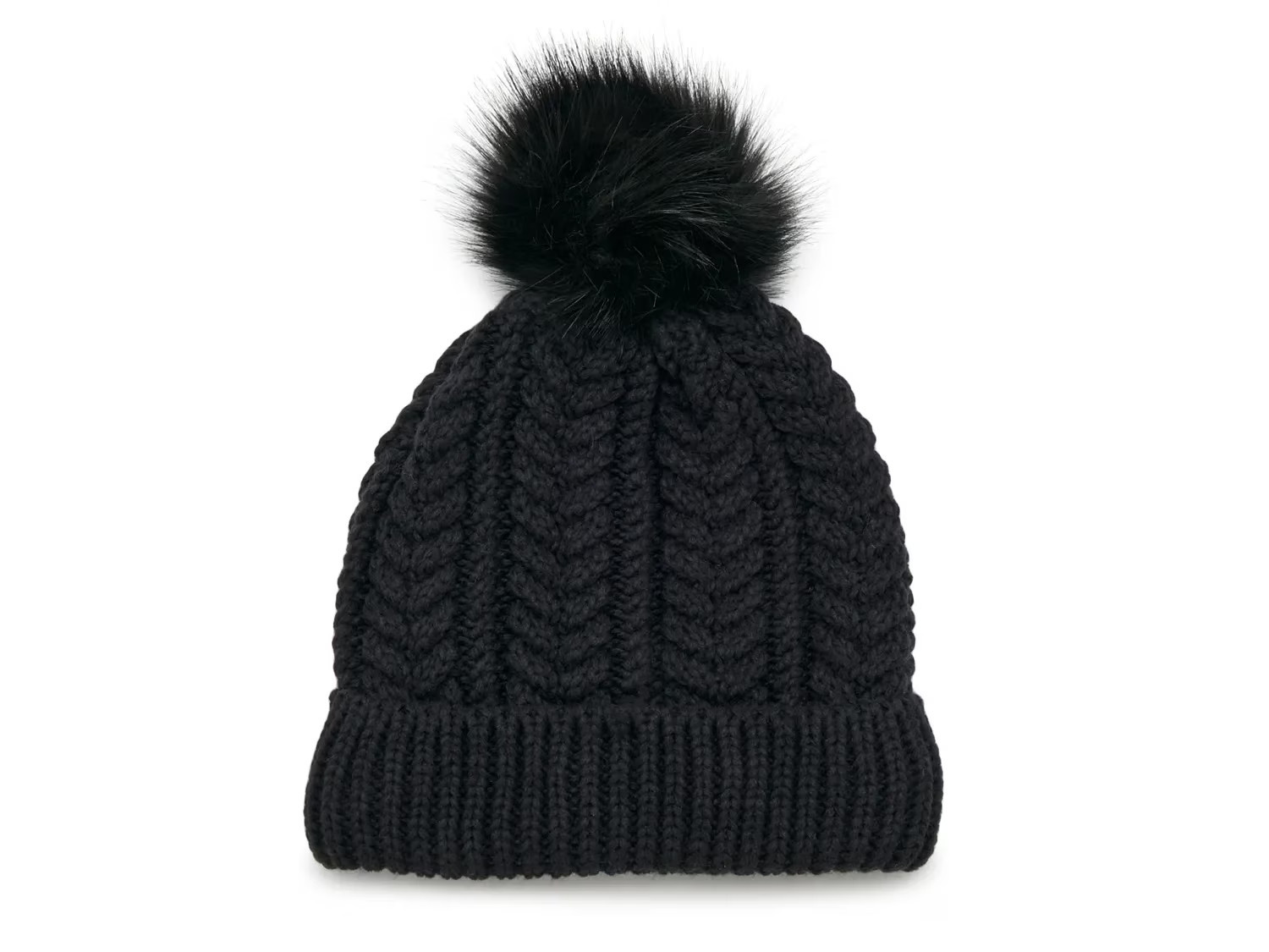 FIRESIDE Chunky Knit Pom Beanie | Women's | Black | Size One Size | Hats | Beanie | DSW