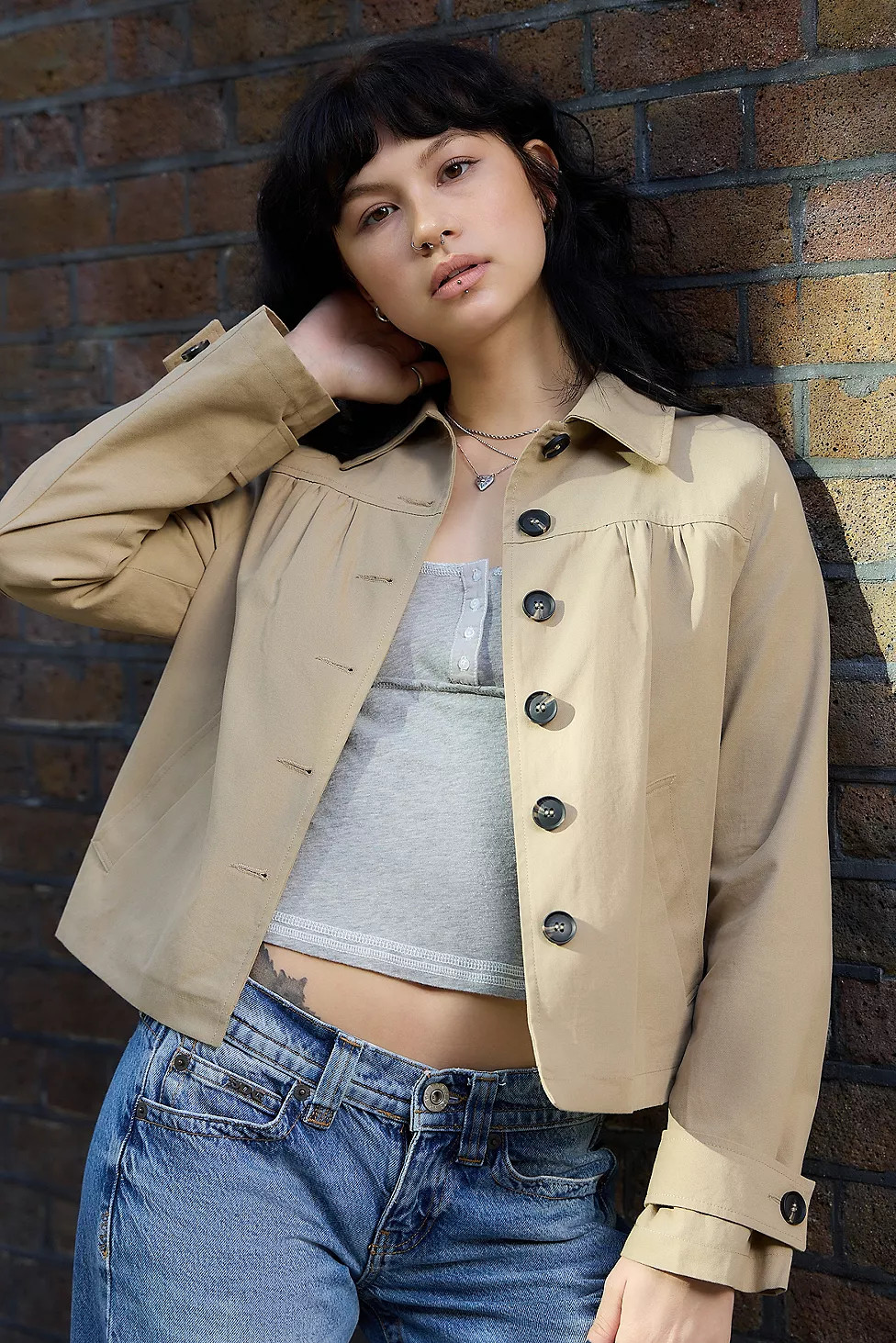 Kimchi Blue Pelle Trench Pea Coat | Urban Outfitters UK