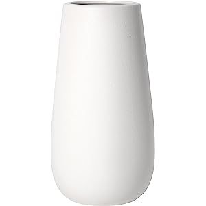 D'vine Dev 10 Inch Matte White Elegant Oval Ceramic Vase for Flowers, Home Décor Vase with Design Bo | Amazon (US)