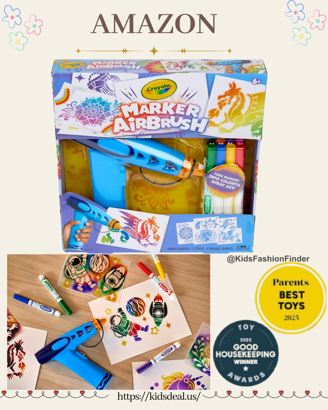 🎨✨ Crayola Airbrush Spray Art Kit = SO FUN!

Kids can turn markers into spray paint and create cool airbrush art 😍
Comes with 8 washable markers + 5 stencils — endless creative fun!

Such a fun, unique craft activity that kids LOVE 💛

(Heads up: a little messy — but worth it! 😉) Perfect for ages 6+ 🎁

#Crayola #ArtForKids #DIYCrafts #KidsActivities #CreativeKids #STEMPlay #ArtsAndCrafts #MomFinds #AmazonFinds #GiftIdeasForKids 🎨💛 

 

#LTKmomlife #LTKKids #LTKSaleAlert