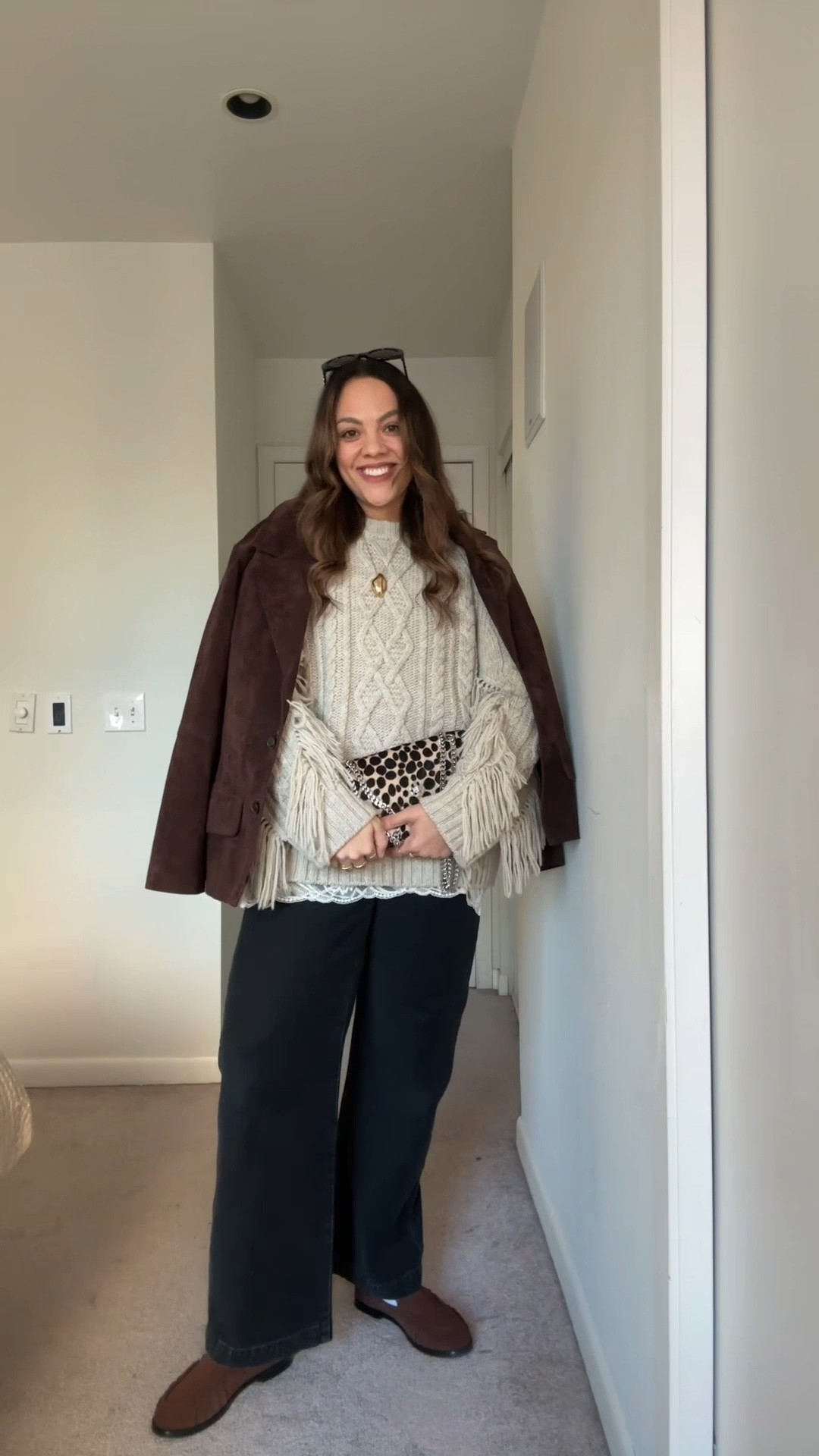 Winter outfit ideas!

-Smythe fringe sweater, similar linked. 
-Madewell black baggy jeans, I have a size 29. 
-Poppy Barley brown suede loafers. 
-Tory Burch animal print bag. 
-Zara lace camisole, I have a large. 
-Zara brown suede jacket, I have a large. 
-Celine Triomphe sunglasses. 


#LTKstyletip #LTKcanada #LTKwinter