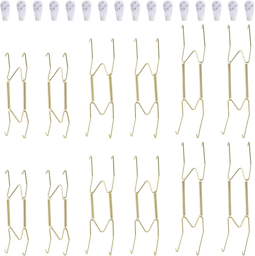 Fasunry 12 Pack Plate Hangers, 6 8 10 Inch Wall Plate Hangers and 16 Pack Wall Hooks, Compatible ... | Amazon (US)