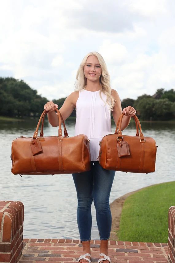 Handmade Leather Duffle Bag Personalized Large Weekend Bag | Etsy | Etsy (US)