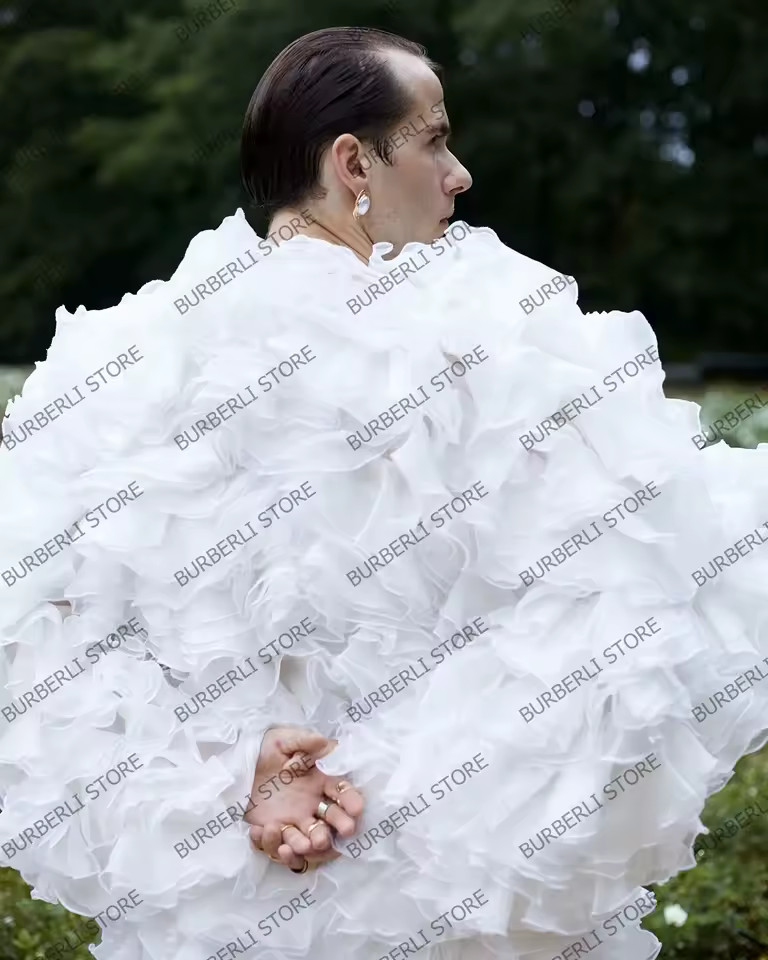 Chic Puffy Ruffles Mesh Party Tops Open Front Tulle Tiered Women Jacket Full Sleeves Fluffy Mesh ... | AliExpress (US)