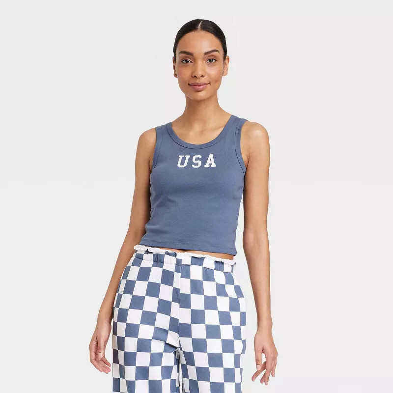 Women's USA Graphic Tank Top - Blue | Target