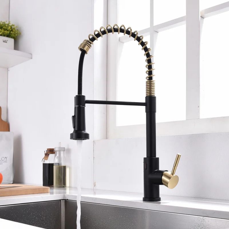 Pull Down Touchless Single Handle Kitchen Faucet with Accessories | Wayfair Professional