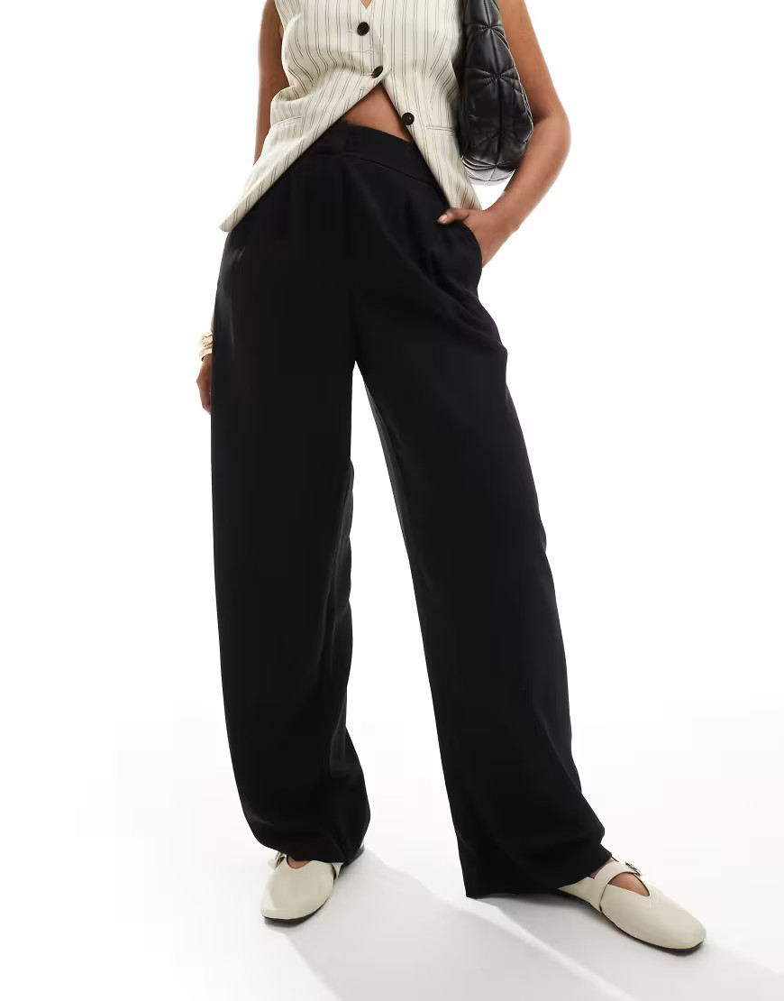 River Island wide leg pants in black | ASOS (Global)