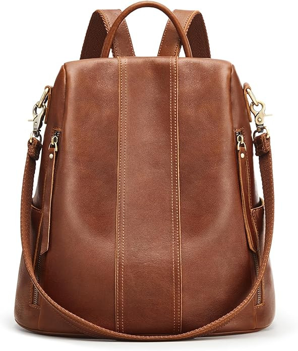 S-ZONE Leather Backpack Purses for Women Antitheft Rucksack Shoulder Bag Medium | Amazon (US)