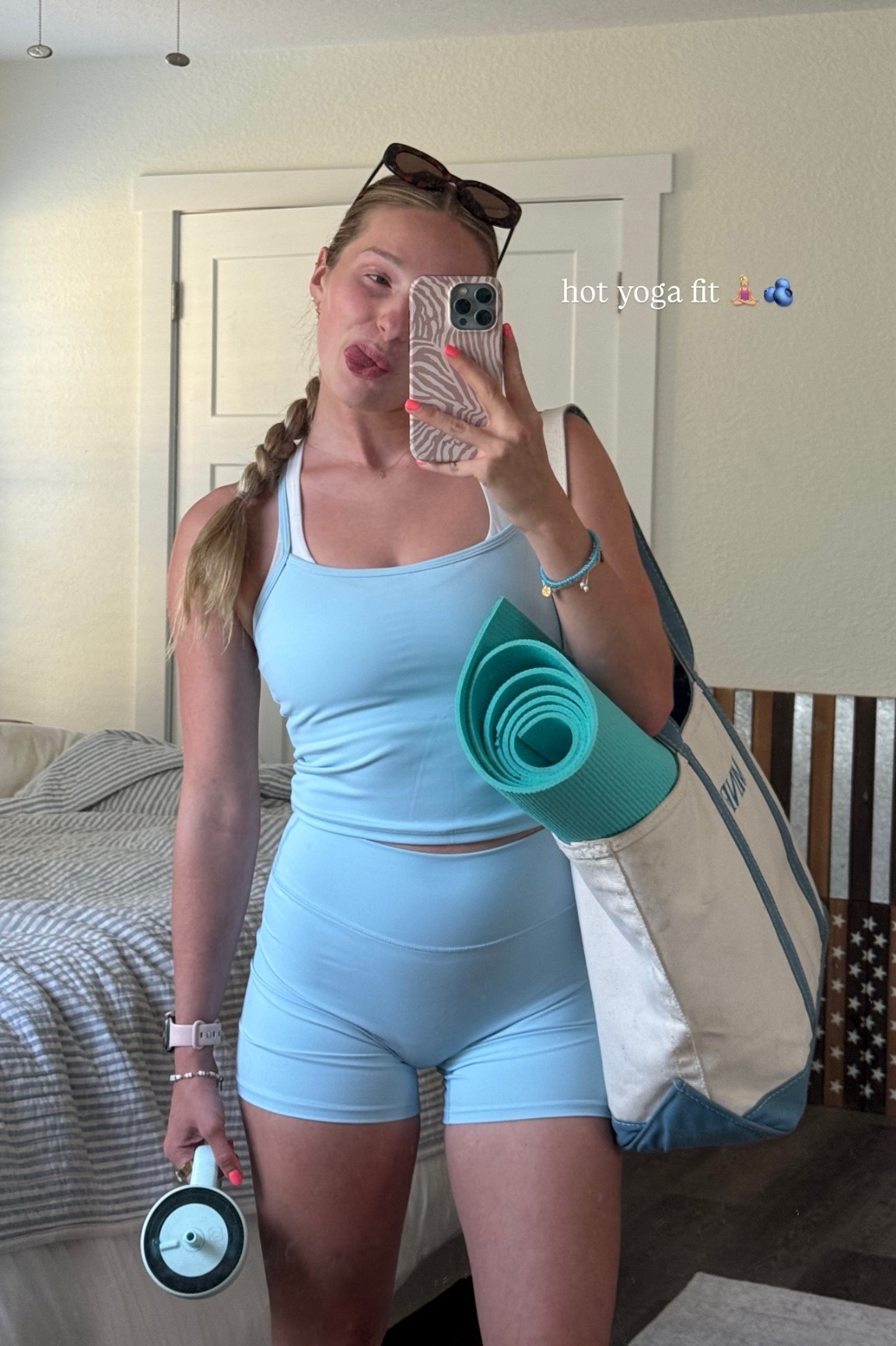 Hot yoga outfit 🧘🏼‍♀️🫐 Went up to a medium because reviews said it ran small but I would stick to your normal size!! 

#LTKActive