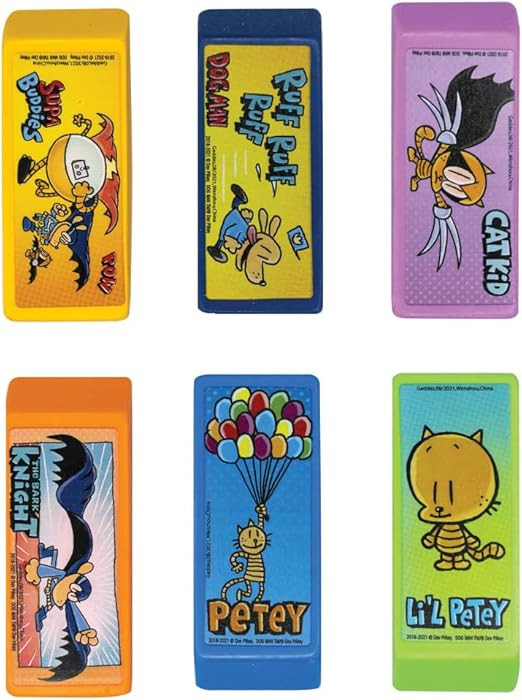 Raymond Geddes Dog Man Beveled Erasers for Kids (Pack of 24) | Amazon (US)