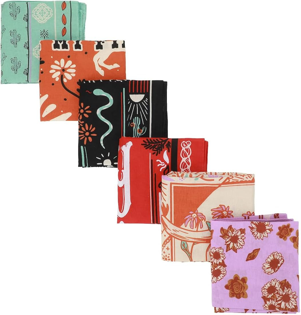 Lightweight Multicolored 22"x22" Bandana Set (6-Pack, 12-Pack and 48-Pack) | Amazon (US)