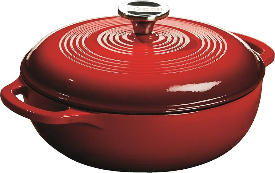 Lodge 3 Quart Enameled Cast Iron Dutch Oven with Lid – Dual Handles – Oven Safe up to 500° F... | Amazon (US)